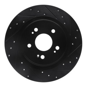 Honda Odyssey Brake Rotor (1) - Rear Right - R1 Concepts - Drilled & Slotted - Black - `18-`25